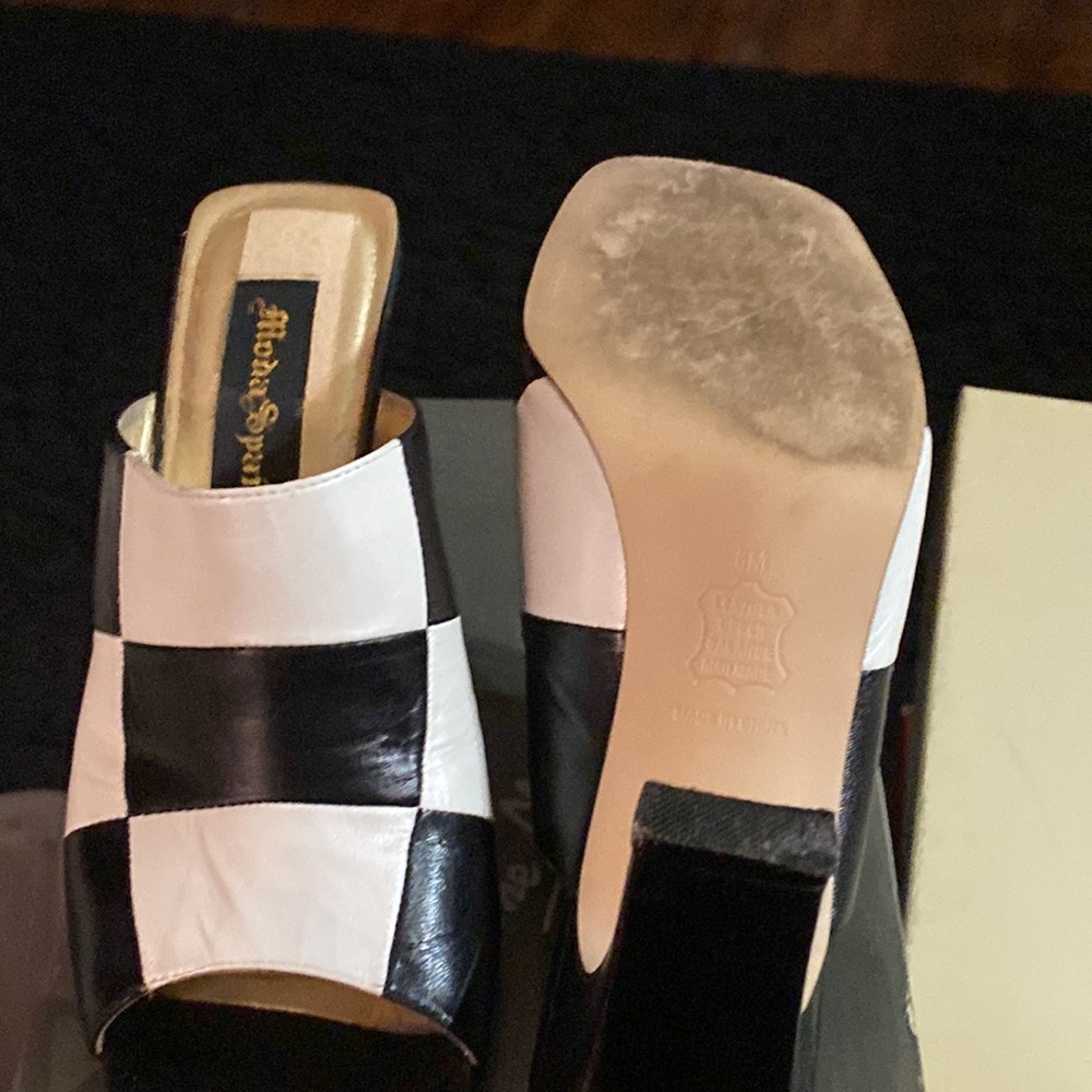 Black&white checkered leather mules - Picture 4 of 4